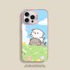 Мультяшный Милый Кот Чехол для Телефона Для iPhone 17 16 15 14 11 12 13 Pro Max Plus Pro Цветной Серебряный Чехол