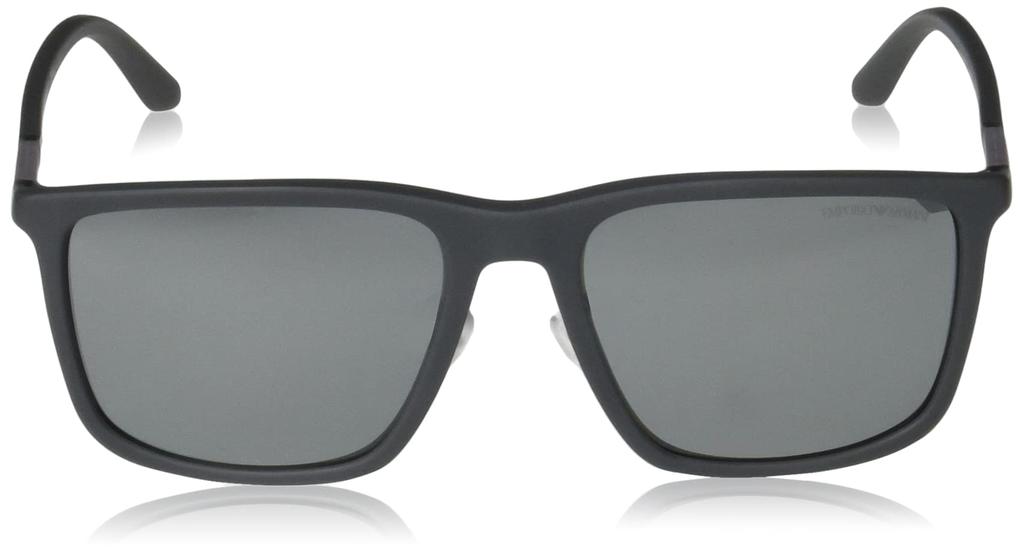 Emporio Armani EA4161F Men's Sunglasses, Matte Grey/Grey Mirror Silver Lens, Size 58