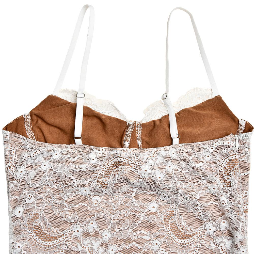 Lace Splicing Backless Halter Split Long Dresses