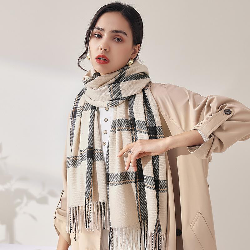 Scarf Woman Winter Sweet Warm Scarf Shawl 2025 Imitation Cashmere Scarf Plaid Scarf Shawl