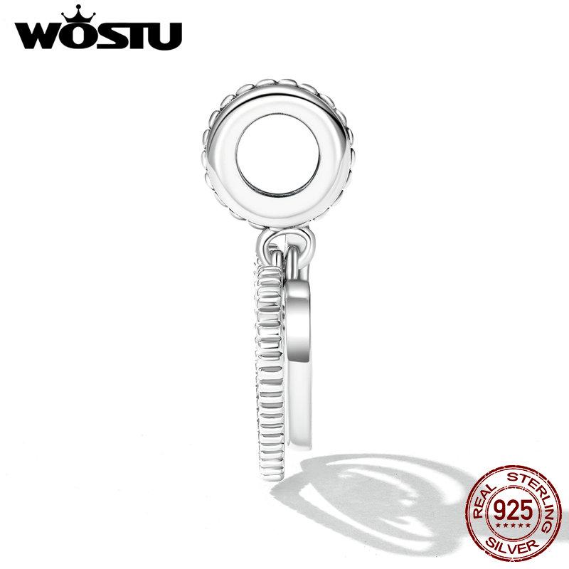 WOSTU Стерлингового серебра 925 пробы, ручная работа, сердце, полые очаровательные бусины для женщин, подходят для оригинального браслета «сделай сам», ожерелье, ювелирные изделия