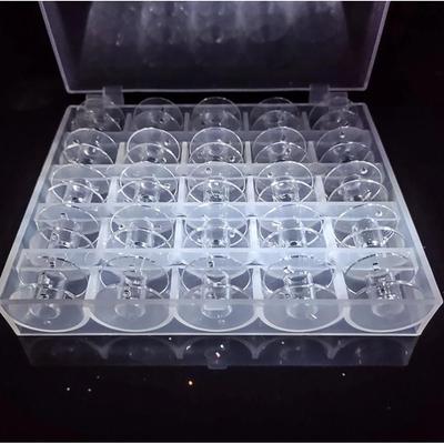 25 шт., прозрачная катушка для швейной машины, подходит для бытовой швейной машины, пустая катушка, пластиковый замок, стержневой ящик, набор для хранения, аксессуары для инструментов