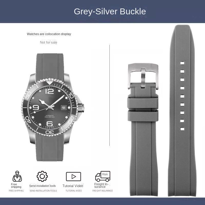 Резиновый силиконовый ремешок для Citizen Tissot Seiko Rolex с изогнутым концом, спортивный водонепроницаемый ремешок для часов, оранжевый браслет 18/19/20/21/22 мм