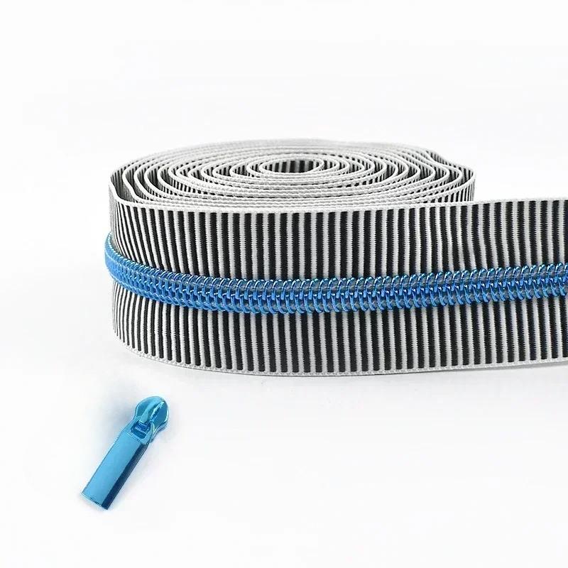 2-5 метров 5# Ленточная молния Meetee в полоску, нейлоновая, для шитья, пластиковая, на катушке, по метру, застежка-молния, аксессуары для одежды