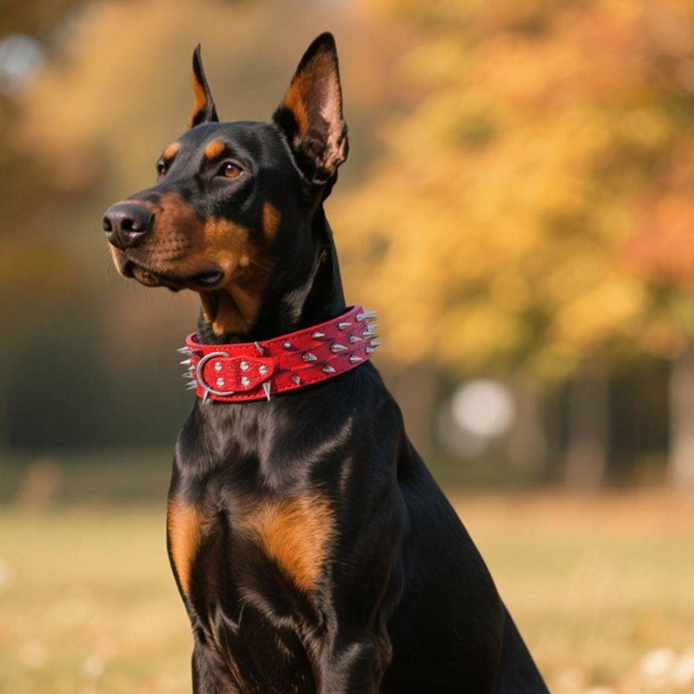 Anti-bite Spiked Dog Collars Widen Dog Training Collar PU Leather Pet Necklace Pet Supplies