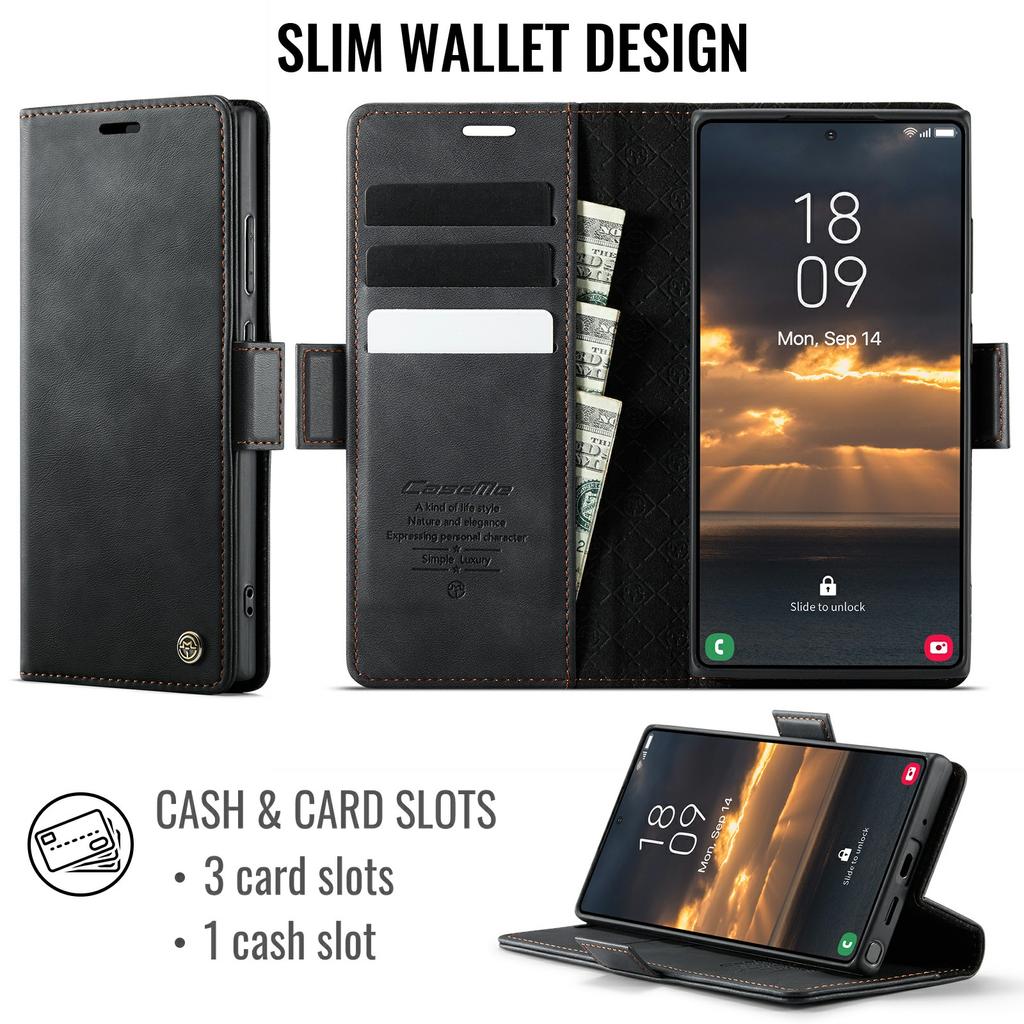 CASEME 033 Series For Samsung Galaxy Note20 Ultra 5G/Note20 Ultra Case RFID Blocking Wallet Stand Calf Texture Leather Phone Cover