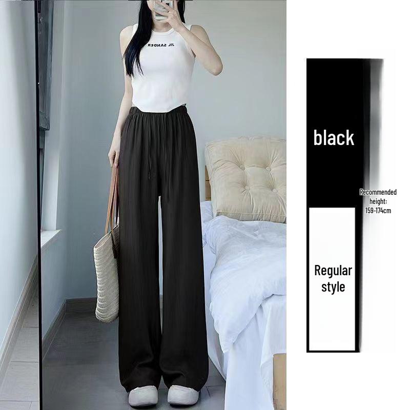 Women's Summer Pleated Zen Wide-Leg Pants - High-Waist, Lightweight, Casual, and Straight-Legged with a Yamamoto Style Draped Design.