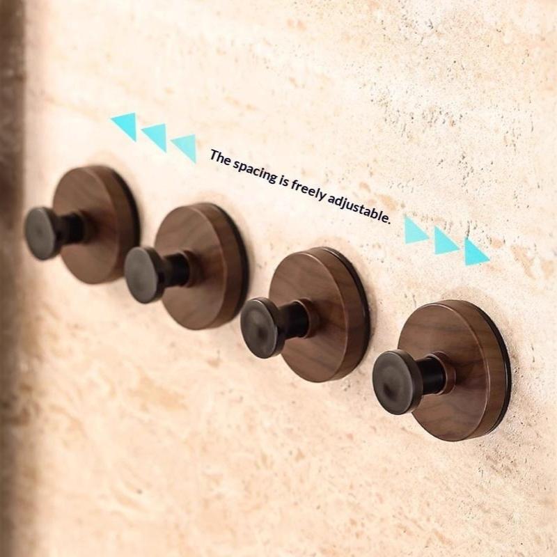 Wood Grain Strong Suction Hook Removable No Drill Adhesive Wall Hook for Bathroom Kitchen Entryway Hat Bag Hanging