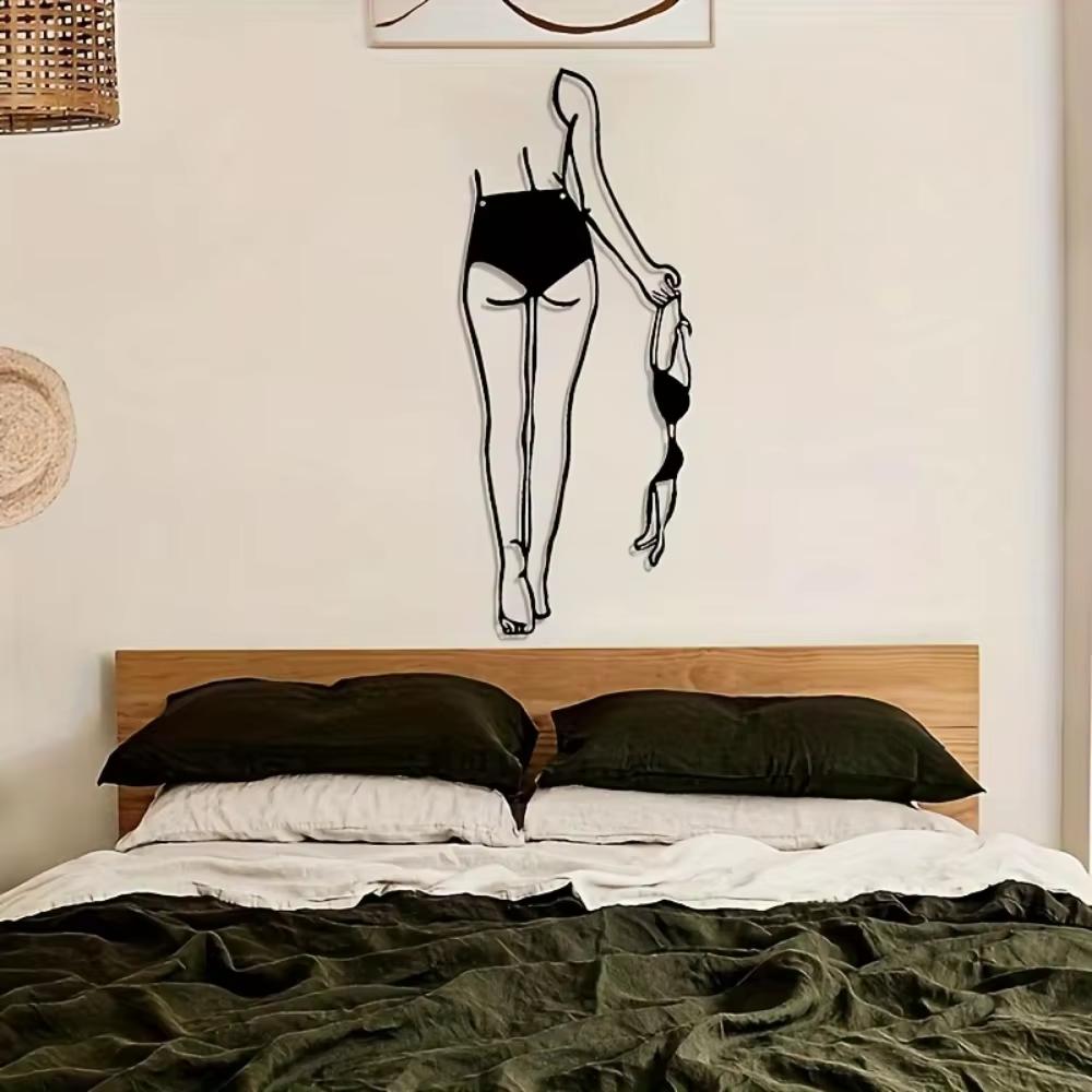 Цельное нижнее белье Скрытое металлическое настенное украшение Фреска на теле Линейное искусство Современный минималистский декор для женской ванной комнаты