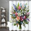 Spring Flower Botanical Bouquet Shower Curtain, Bathroom Decorative Shower Curtain, Waterproof Shower Curtain with Hooks