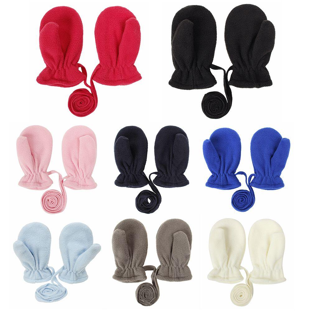 4T Polar Fleece Easy-On Baby Toddler Lanyard Mittens Boys Girls Gloves Fleece Lined Kids Mittens