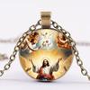 One Piece of Jesus Sacred Heart Open Arms Guardian Pendant Religious Jewelry Glass Pendant Suitable for Daily Wear Unisex