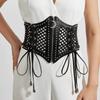 Waistband Hollow Corset Belts PU Leather Wide Waist Belt Slimming Leopard Print  Cummerbunds  Women