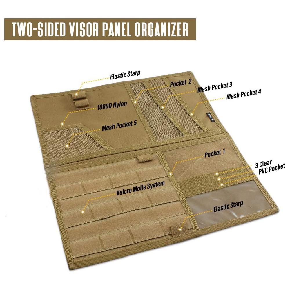 Tactical Car Sun Visor Organizer, Large Molle Sun Visor Storage Bag Holder, Vehicle Sun Visor Storage Bag