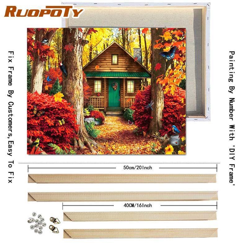 RUOPOTY Картина по номерам Дом Пейзаж Ручная роспись Уникальный подарок Раскраска по номерам Здание Для гостиной