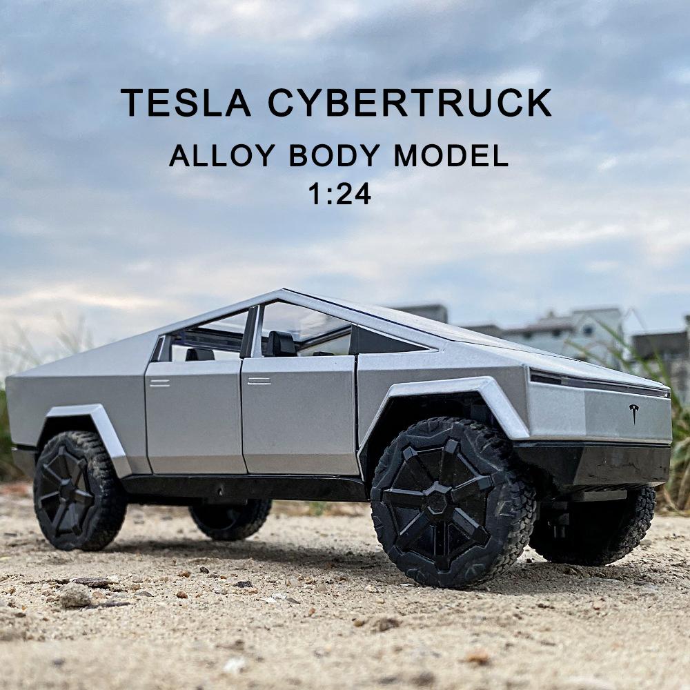 1/24 Tesla Cybertruck литая модель автомобиля из сплава миниатюрный металлический автомобиль грузовик рождественская игрушка для детей подарки детские игрушки для мальчиков