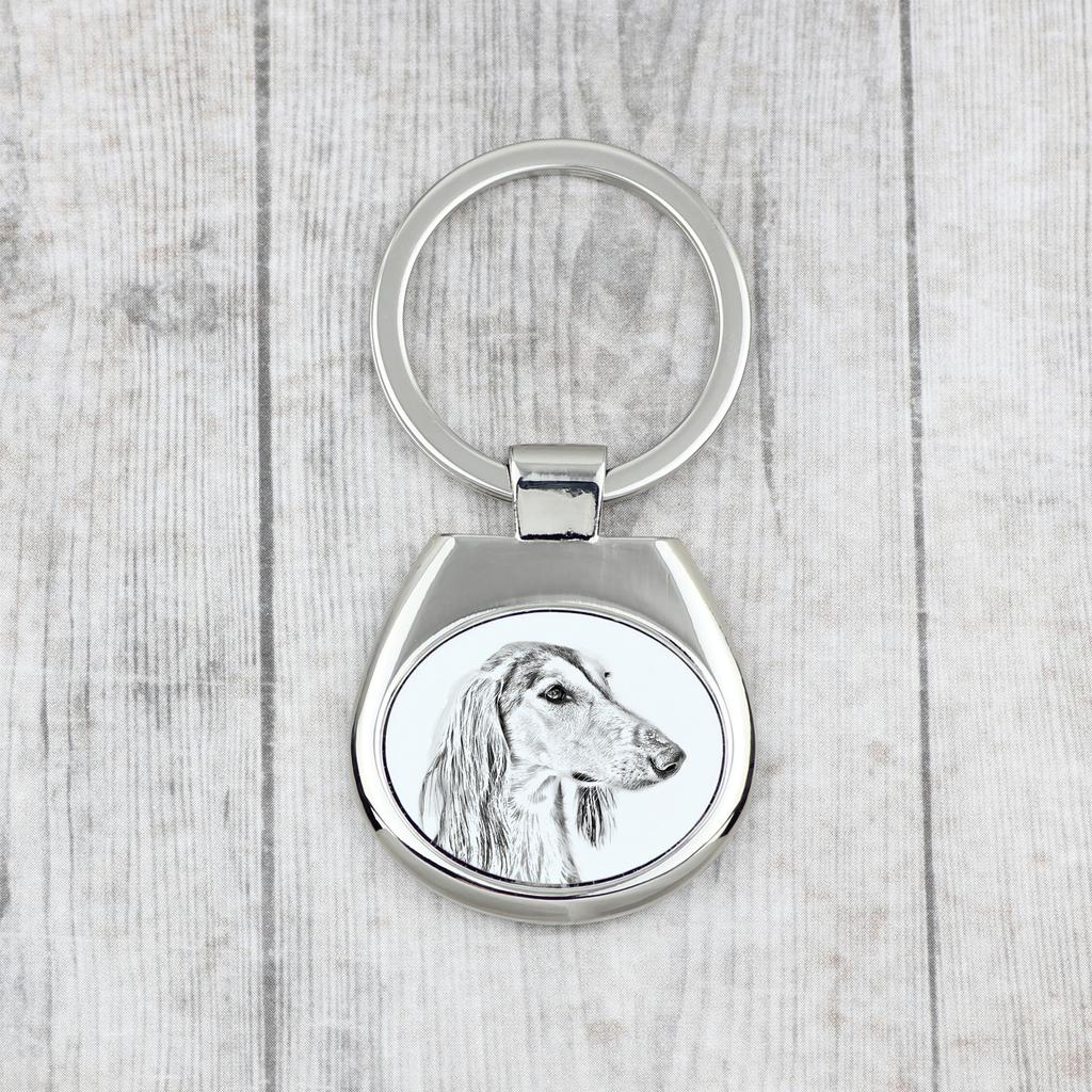 Салюки, Персидская борзая, Арабская борзая, Газелья гончая I - брелок с собакой, брелок с принтом, именная подвеска от бренда Art-Dog