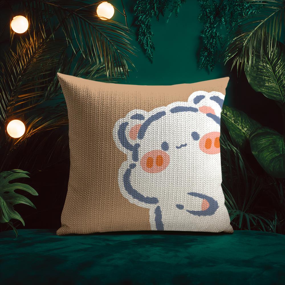 Cute Heartwarming Animals Zodiac Signs Cushion Cover Silky elegant Comfort Sofa Bed Invisible zipper Beach pillowcase