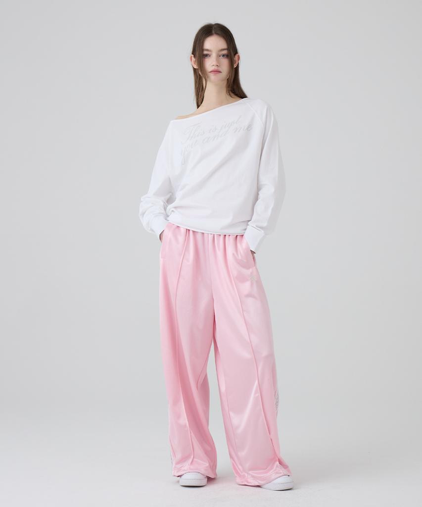 DANGLEDROP Dgdp Balloon Fit Curved Line Track Pants_Light Pink