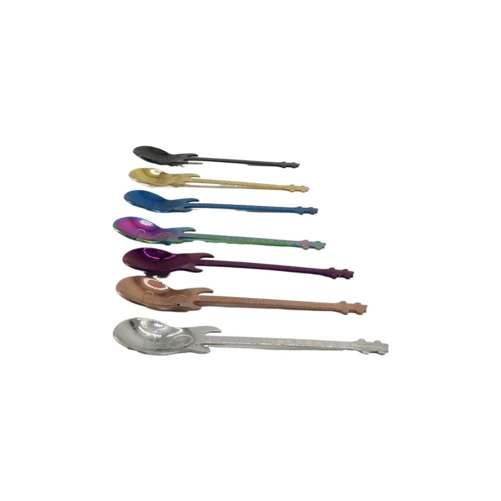 Sugar Dessert Ice Cream Guitar Shaped Stirring Black Coffee Spoon Flatware Teaspoon Drinking Tool