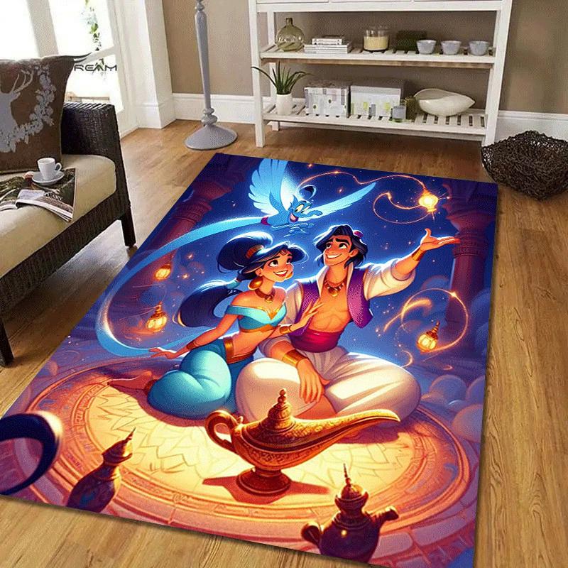 1pc Aladdin Pattern Area Rug Soft Flannel Floor Mat for Living Room,Office,Bedroom and Carpet,Sofa Coffee Table Floor Mat