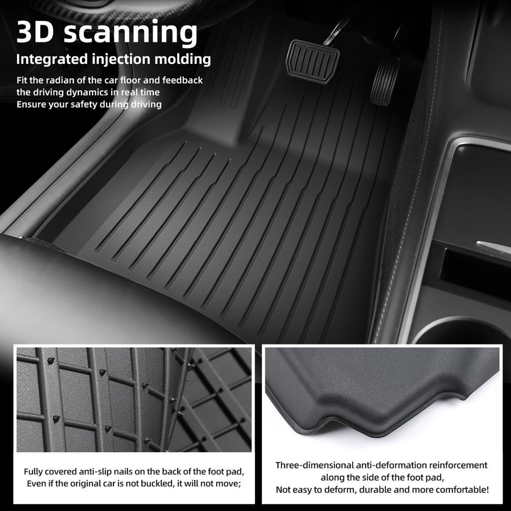 LUCKEASY Right Drive for Tesla Model 3 Model Y 2023 Car All-weather Floor Mat Trunk Pad Protective Interior Accessories