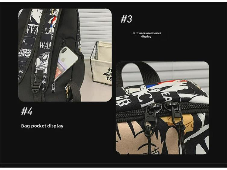 Модный цельный рюкзак с рисунком граффити для мальчиков и девочек - большая вместимость для студентов