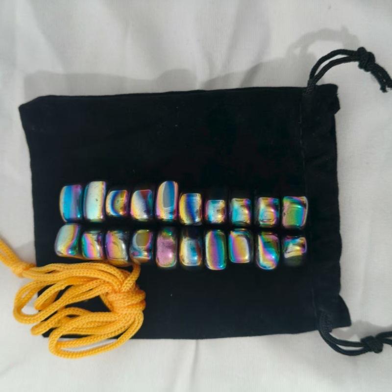20Pcs Match Color Rope Fridge Magnetic Stone Set Diy Photo Wall Irregular Black Lodestone Family Magnet Pushpin Multi Functional