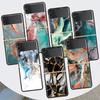 Модный Геометрический Мраморный Жесткий Чехол-Бампер Для Samsung Galaxy Z Flip 6 5 4 3 5G Черный Ударопрочный Чехол ZFlip 6 5 4 3