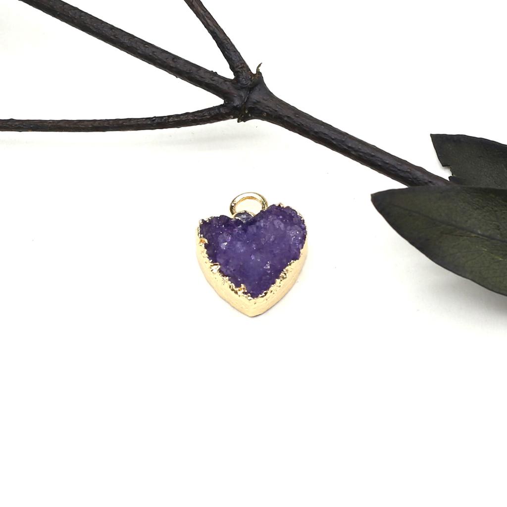 1 шт. маленький натуральный камень с золотым обернутым краем кулон в форме сердца хрустальный бутон подвески для изготовления ювелирных изделий DIY ожерелье браслет серьги аксессуары 12 мм