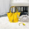Fashion Basket Bag Women's Bag Handbag New Casual Top Layer Cowhide Bucket Bag
