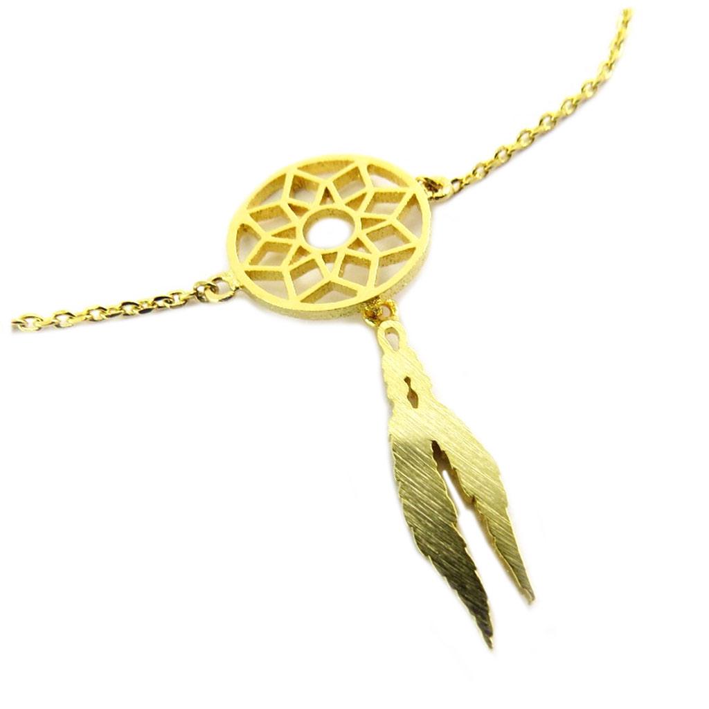 7bis [P8271] - Золотой браслет ручной работы "Бохо" (Ловец снов) - 32х12 мм