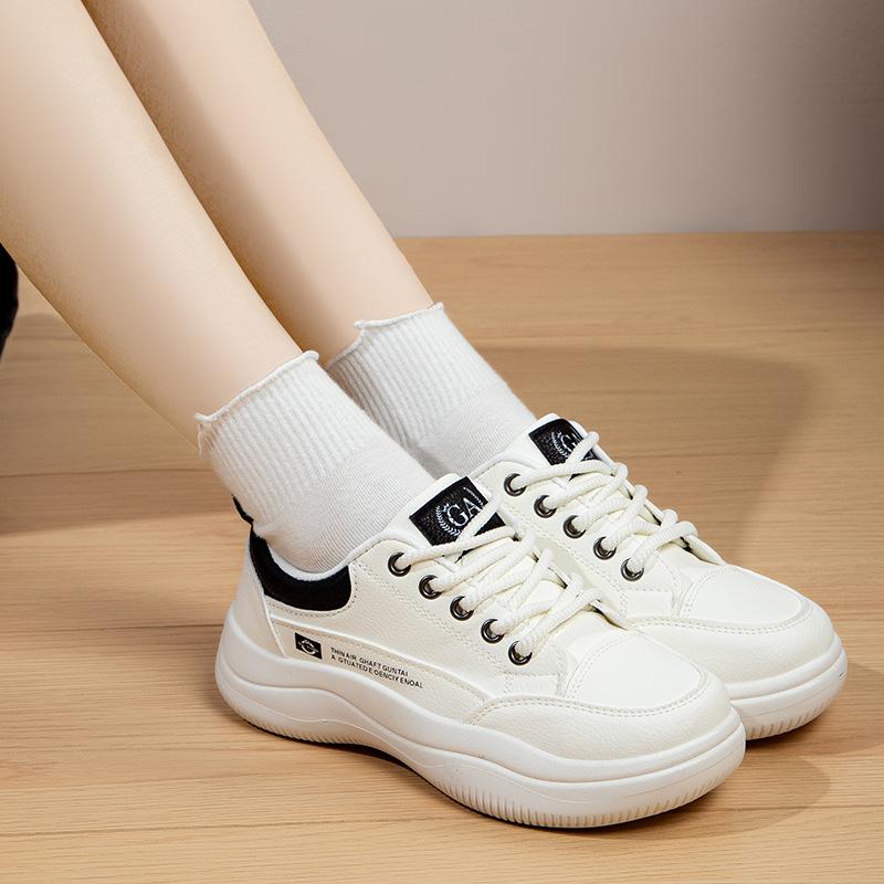 Autumn retro student thick baseplate shoes women's fashion simple niche sports casual running single shoes increase height