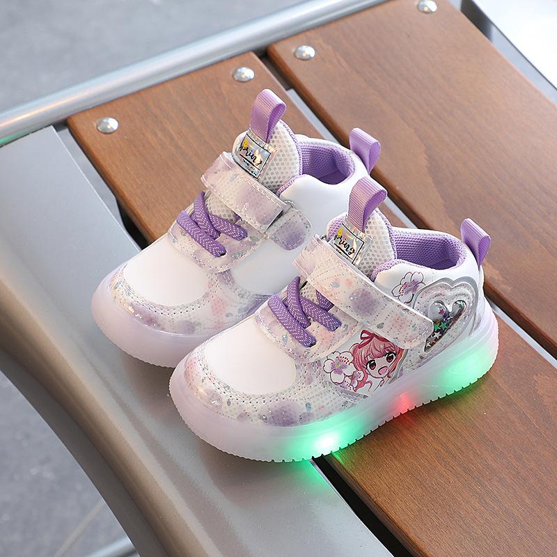 LED Lights Sports Shoes for Girls Children Fashion Kids Soft Casual Shoes