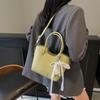 Lace Bow Pu Water Bucket Bag With Zip Closure For Daily Casual Use