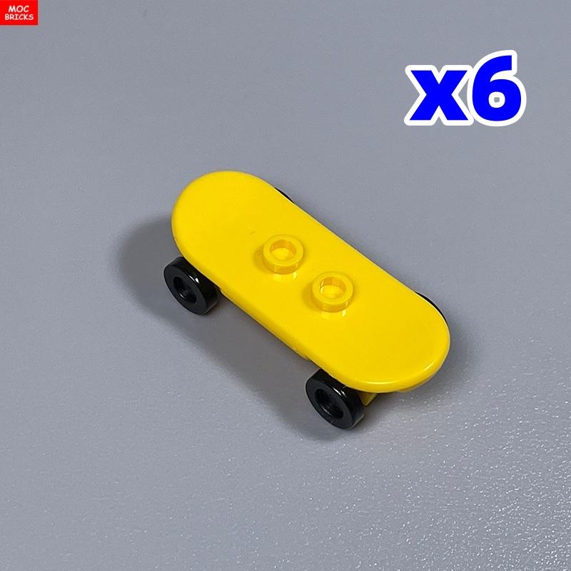 6 шт. Кубики MOC Игрок на скейтборде с колесами Парк Уличная сцена Строительные блоки 88422 42511 Пластиковый материал Детские игрушки Подарки