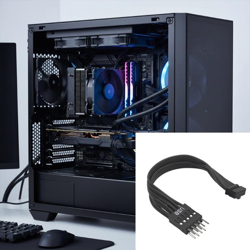 Адаптер-кабель USB 9-контактный на 10-контактный из АБС-пластика, металла и ПВХ для материнских плат компьютеров, для связи, для длительных работ