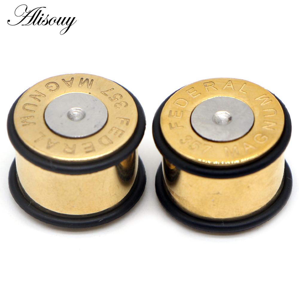 Alisouy 2 шт., однотонные пробки для пирсинга ушей, туннели, растянутые из нержавеющей стали, модные украшения для тела, расширители для ушей, калибры 6 мм-16 мм