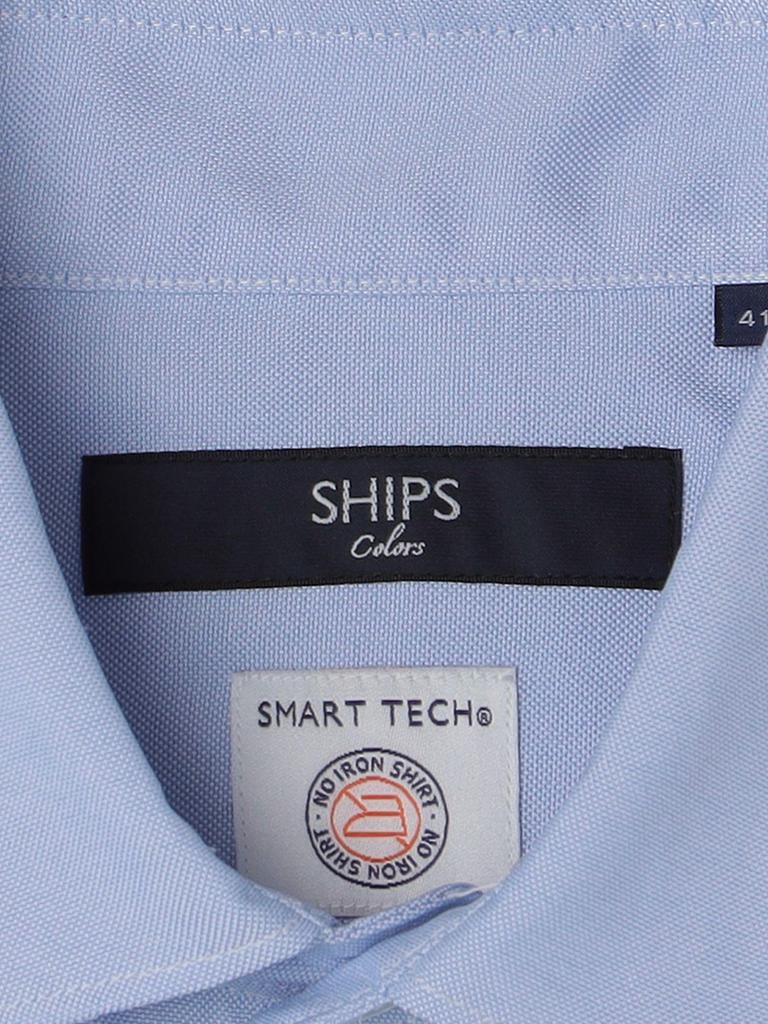 Рубашка SHIPS Colors SMART TECH без глажки с широким воротником, мужская, синяя, размер 41, 211110222