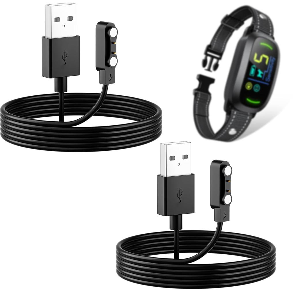 2-Pack Charger Replacement for FAFAFROG Dog Bark Collar, Magnetic Charging Cable, Black