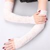 1 Pair Women UV Protection Lace Arm Sleeve Mittens Ice Arm Cuffs Fingerless Driving Gloves Arm Cover