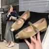 Spring Shoes Closed Toe Sandals Buckle Strap Summer Heels Mary Jane Suit Female Beige Med  Women's Girls Block Low Fashion B
