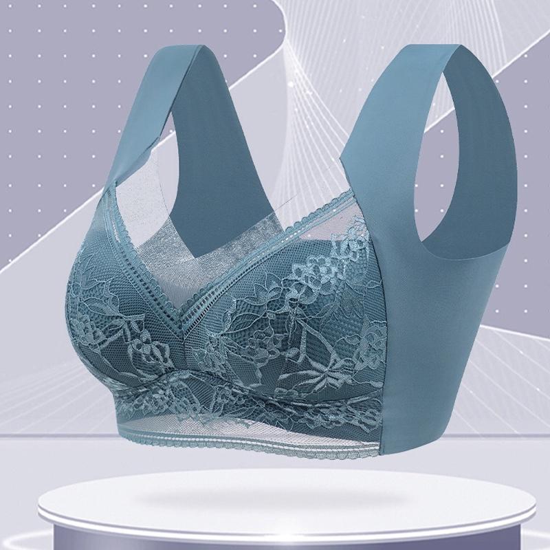 FINETOO Бюстгальтер со сборками, красивый кружевной жилет с запахом сзади, женский жилет без косточек с фиксированными чашками, подтягивающий бюстгальтер для поддержки груди