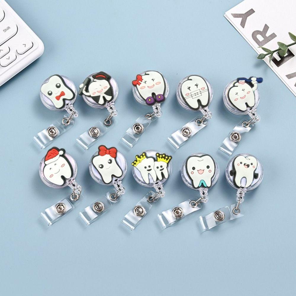 Work Card Retractable Badge Reel Dentist ID Card Holder Hospital Use Teeth Badge Holder Name Card