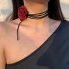 Романтическое готическое ожерелье с большой розой на ключице для женщин, женское корейское модное регулируемое колье-веревка, аксессуары Y2K
