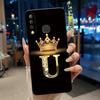 Красивый чехол-корона с буквами от А до Я для Infinix S4 Smart3 Plus X626 X267, черный, из мягкого силикона, противоударный
