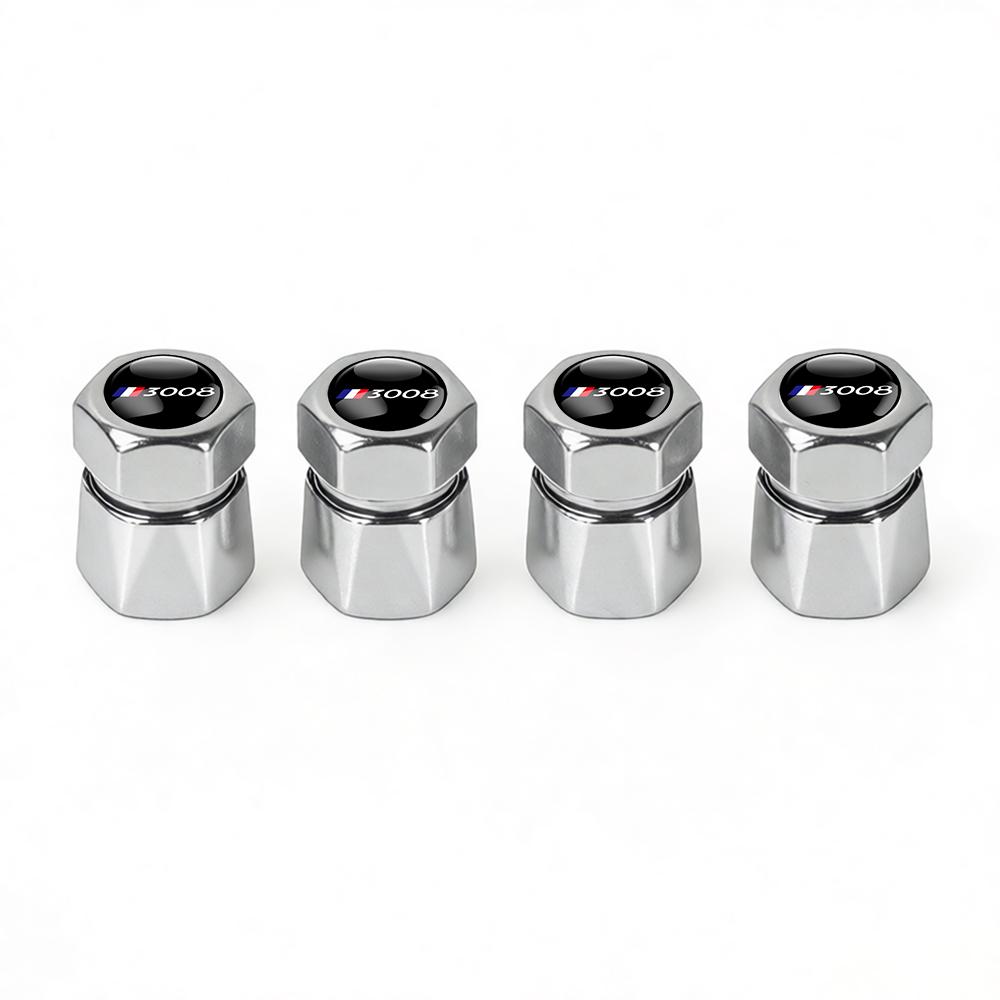 4Pcs 3D Aluminum Alloy Car Wheel Tire Air Valve Dust Cap Center Cover For Peugeot 206 2008 306 307 3008 406 4008 5008 607 1008