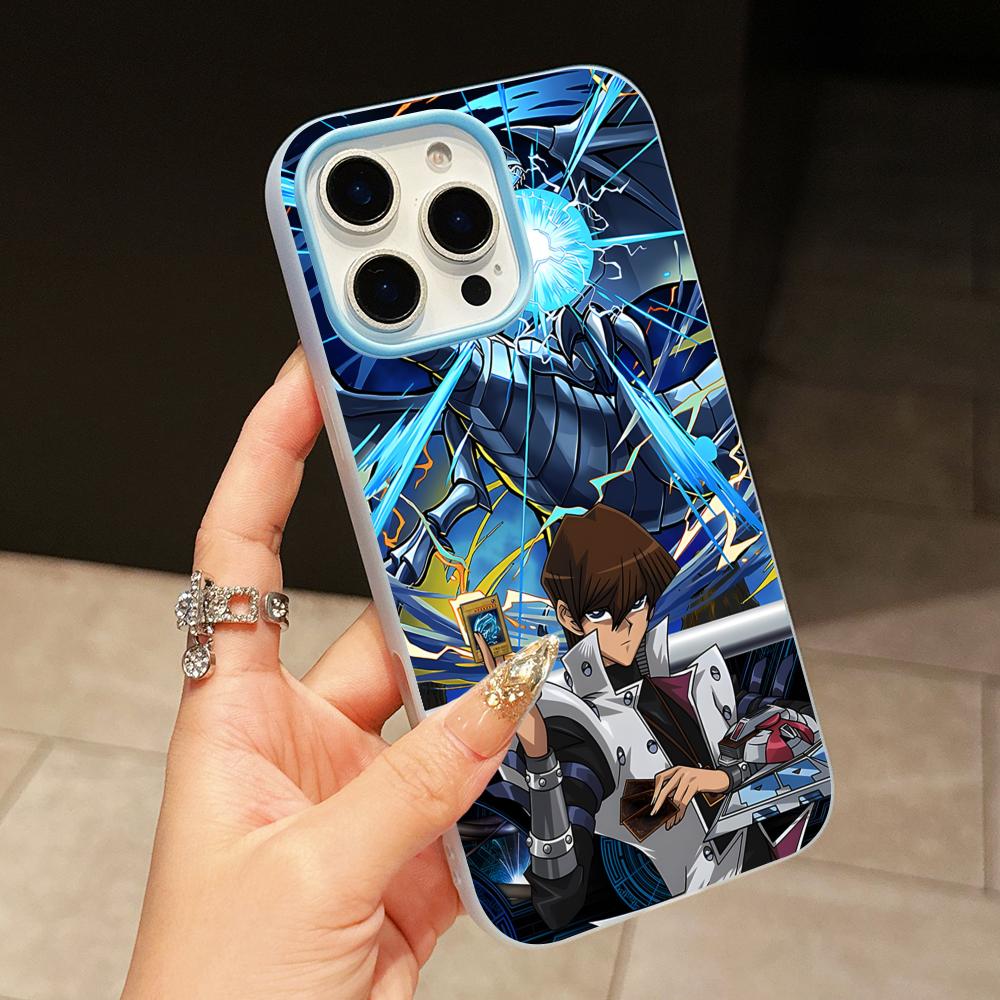 Yugioh Seto Kaiba Phone Case for iPhone 17 16 15 14 13 12 11 Air Pro Max Plus Jelly Double layer Light Blue Cover