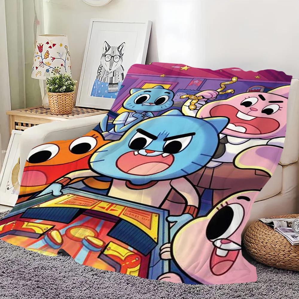 Удивительный мир G-Gumball Одеяло Приятный к коже комфорт теплое мягкое плюшевое одеяло подходит для дивана гостиной офиса спальни