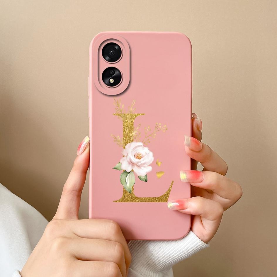 For OPPO Realme Narzo 60 Pro C51 11 Pro Plus A2 A58 A98 Phone Case Fashion Protective A-Z Flower Matte Liquid Silicone Soft Back Cover For OPPO Bumper